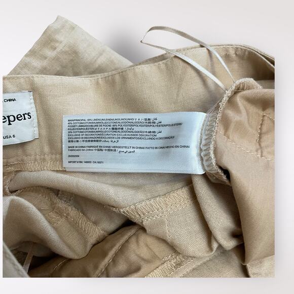 Finders Keepers Pants Belted Size US 6 Tan Linen and Cotton - Picture 7 of 12